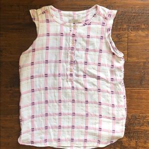 Loft pink plaid sleeveless blouse